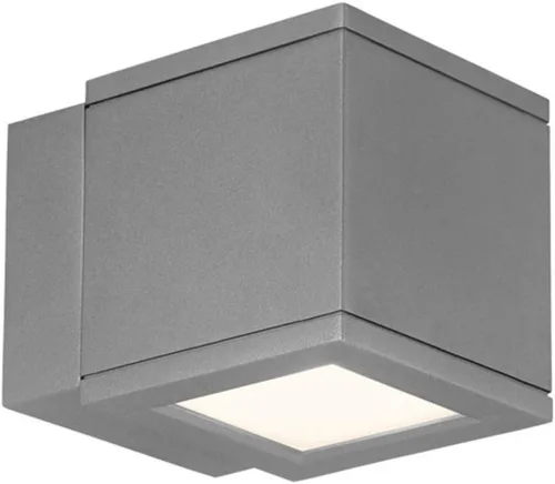 Vista 15 de WAC Lighting WS-W2505-AL Rubix - Lámpara de pared LED para exteriores, doble luz, 3000K, aluminio cepillado