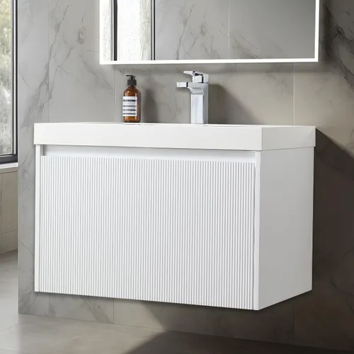 Vista 47 de Blossom Lavabo de baño de 20 pulgadas con tocador, todo en madera montado en la pared, gabinete flotante de baño con tocador con fregadero