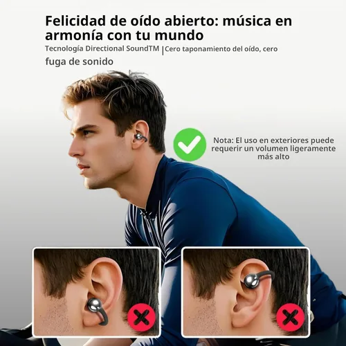Vista 8 de M97 - Auriculares Inalámbricos con Clip Bluetooth 6.0, Auriculares de Oreja Abierta con Batería de 50H con Carga Rápida de 10 Min, Gancho