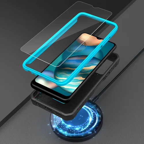 Vista 7 de ExoGuard Funda para Samsung Galaxy A03S 5G, funda de goma resistente a prueba de golpes con protector de pantalla para teléfono Samsung A03S 5G, Azul