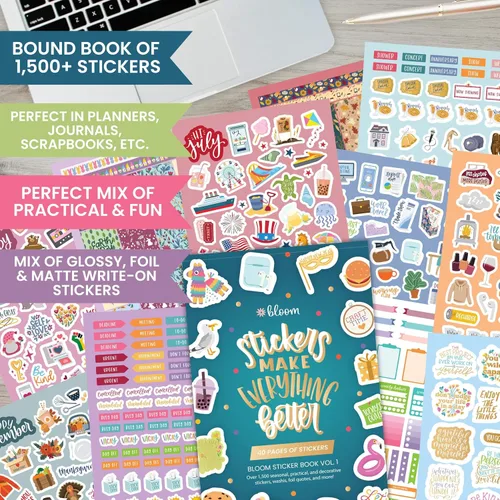 Vista 2 de bloom daily planners Paquete de pegatinas Mega Planificador de 40 páginas (más de 1500 pegatinas) - Libro de pegatinas de variedad definitiva