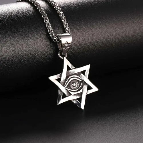 Vista 4 de U7 Colgante y cadena de ojo de Horus joyería egipcia para hombre acero inoxidable chapado en oronegro collares Ra del antiguo Egipto