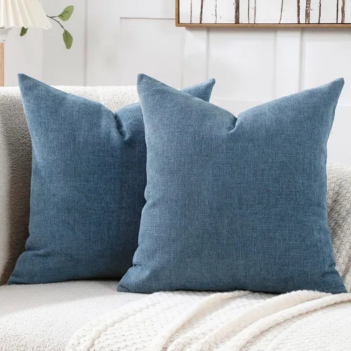Vista 9 de Jepeak - Fundas de cojín de arpillera, paquete de 2 fundas de almohada cuadradas sólidas, gruesas y decorativas para el sofá o sillón, estilo casa