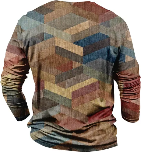 Vista 2 de Blusa vintage de diseñador de otoño para hombre 2023, camiseta casual, diseño abstracto de manga larga, camisas de moda