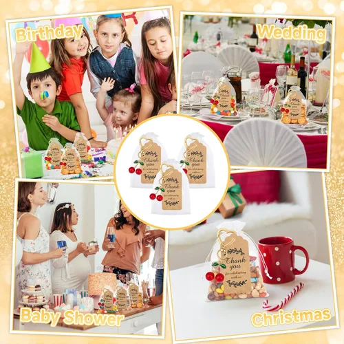 Vista 7 de Dreamtop Llavero de cereza para fiesta, 24 juegos de llaveros de cerezas, regalos de fiesta de Navidad, regalo de agradecimiento, accesorios