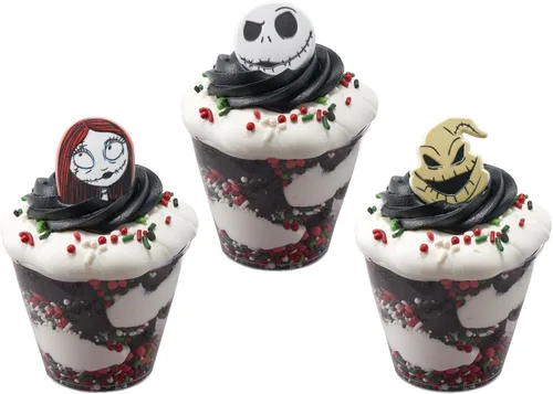 Vista 11 de DecoPac Anillos de The Nightmare Before Christmas, decoraciones de cupcakes con Jack, Sally y Oogie Boogie, paquete de 24