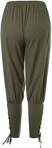 Vista 3 de Pantalones al tobillo para hombre tipo medieval vikingos traje de navegante o pirata pantalones renacentistas góticos