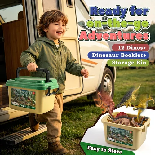 Vista 7 de OENUX Juguetes de dinosaurio para niños de 3 a 5 años, 12 piezas realistas de dinosaurios jurásicos con folleto educativo, dinosaurio de plástico