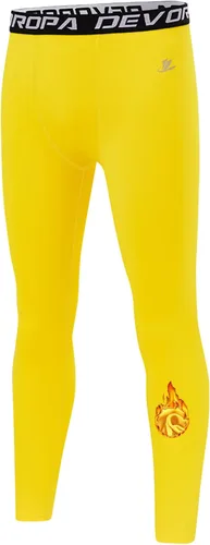 Vista 16 de DEVOROPA - Leggings de compresión para niños, mallas deportivas con forro polar, capa base térmica Verde militar (forro polar)
