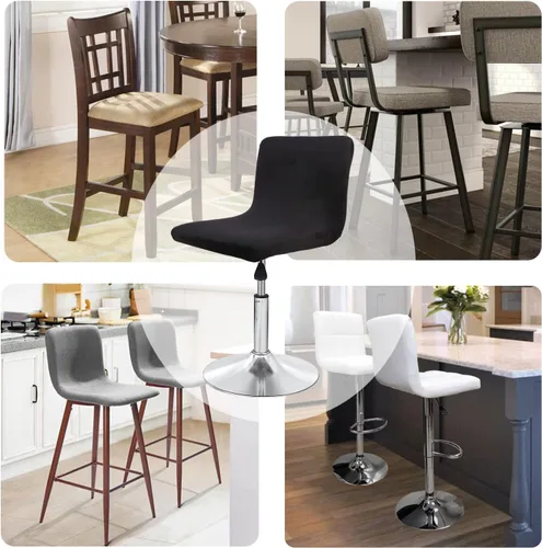 Vista 6 de Fundas de asiento para taburete de bar de terciopelo, fundas cuadradas para taburete de bar, fundas para sillas de altura de encimera (2, negro)