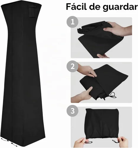 Vista 5 de Easy-Going - Funda piramidal para calentador de patio, 90 pulgadas de alto x 23 pulgadas de largo x 23 pulgadas de ancho, color negro