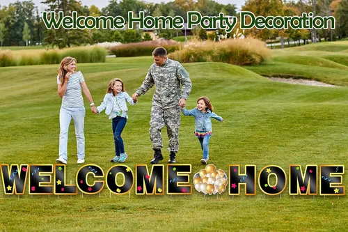 Vista 5 de Letrero de bienvenida a casa con estacas – Decoración de bienvenida al aire libre para el hogar adecuada para suministros de fiesta familiar – Juego
