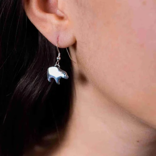 Vista 2 de Pendientes de oso de plata de ley por The Magic Zoo