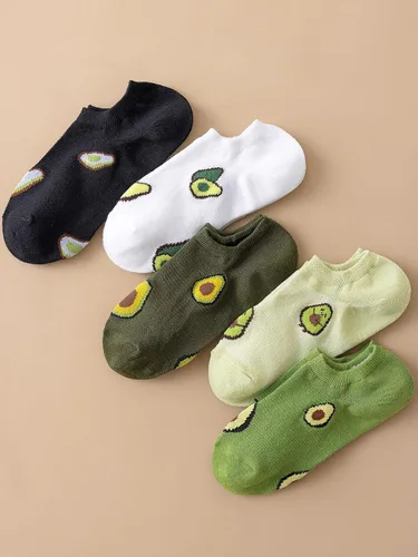 Vista 2 de SOLY HUX 5 pares de calcetines invisibles con estampado de aguacate para mujer