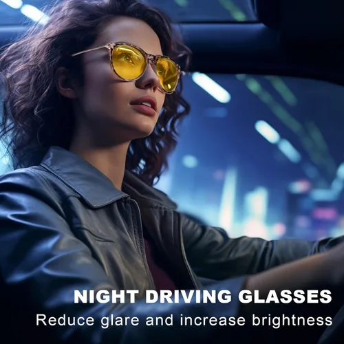 Vista 2 de IGnaef Gafas de visión nocturna antirreflejo para conducir polarizado amarillo gafas nocturnas UV400 protección IF8859