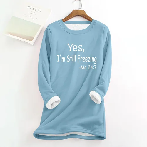 Vista 2 de Sudadera con texto en inglés "Funny Sayings" para mujer, con forro polar, cuello redondo, casual, cálida, linda, larga