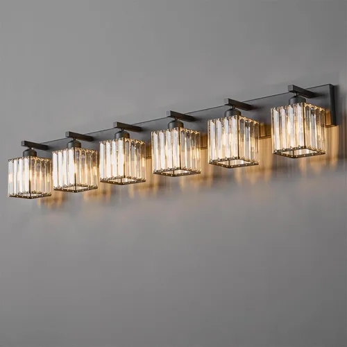 Vista 59 de Moderna lámpara de cristal para pared/tocador de baño, de 5 luces, color cromo Cromo torcido