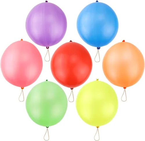 Vista 3 de RUBFAC Globos de perforación, globos de cumpleaños para niños, 25 bolas hinchables de neón gruesas y resistentes para fiestas, bolsas de regalo