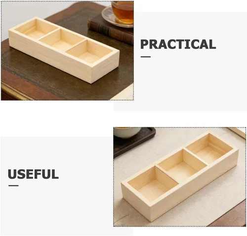 Vista 7 de Wood 3 Compartment Tea Bag Holder Organizer for Kitchen Office