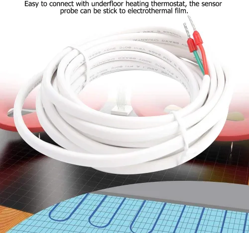 Vista 5 de Milltrip Sonda del sensor del termóstato de la calefacción por suelo radiante, cable de sonda del sensor del sensor de temperatura del piso