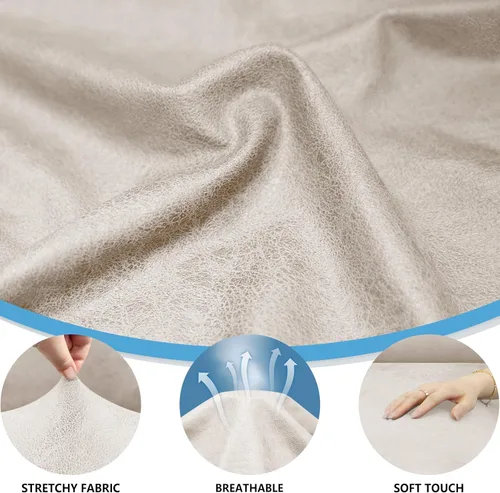 Vista 20 de Fundas para Sillón de 2 Piezas con Cojín en T, Fundas de Aspecto de Cuero para Sofá, Fundas para Sillas, Protector de Muebles Elástico, Funda