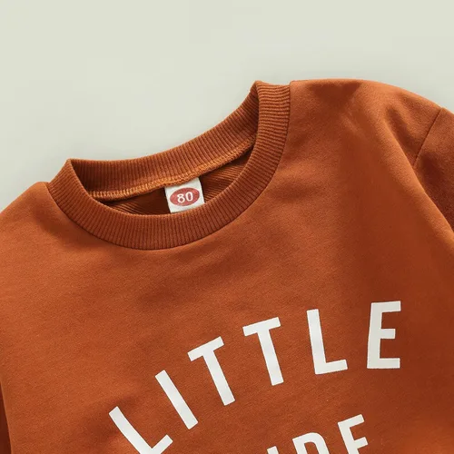 Vista 5 de Conjunto de 2 piezas de sudadera de manga larga con cuello redondo y pantalones casuales para bebé niño