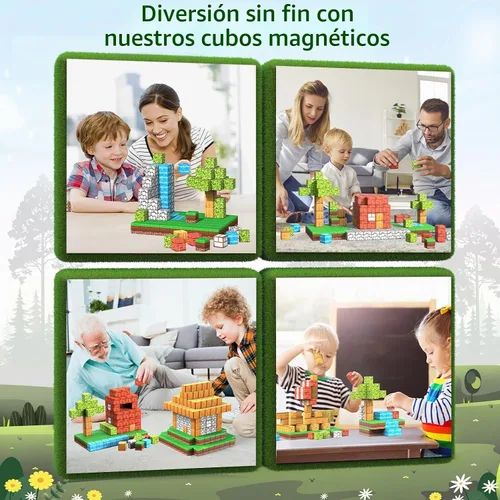 Vista 6 de Juguetes de Bloques Magnéticos, Juguetes de Construcción Magnética 3D Conjunto de Juego de Bloques, 100 Piezas de Juguetes de Construcción