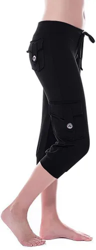 Vista 2 de Pantalones capri para mujer, leggings capri, ligeros, casuales, de cintura alta, elásticos, con bolsillos, pantalones recortados