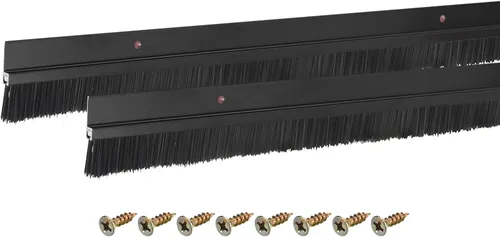 Vista 25 de uxcell 2 piezas barredor de cepillo inferior para puerta forma H base de aleación de aluminio con cepillo de nailon de 0.4 pulgadas para hogar