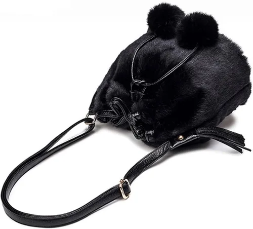 Vista 6 de YAOSEN Bolso de hombro con cordón de felpa para mujer con pompón