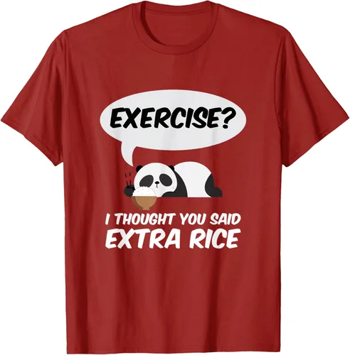Vista 46 de ¿Ejercicio? I Thought You Said Extra Rice Panda Gift T-Shirt, Negro, S