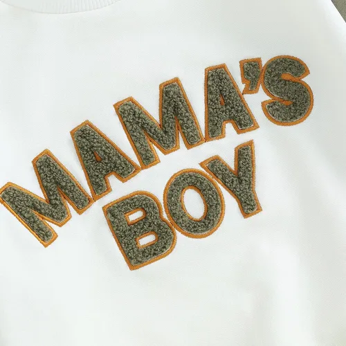 Vista 3 de Conjunto de 2 piezas de ropa de manga larga con cuello redondo y estampado de cuadros de ajedrez para niño pequeño