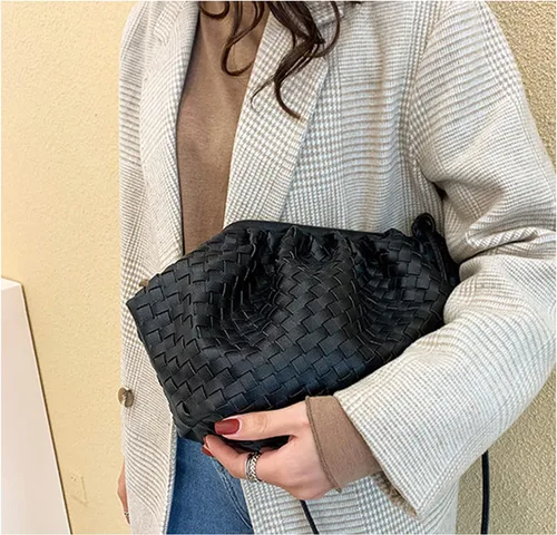 Vista 4 de NAARIIAN Bolsa de dumpling, bolso de mano para mujer, bolso de hombro para mujer, bolso de mano de diseñador de nube, bolso tejido de piel sintética