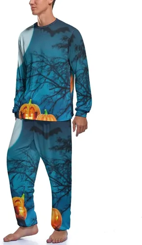 Vista 3 de Happy Helloween Night Pajama Pants Set for Men Lounge Sleepwear T Shirt and Trousers