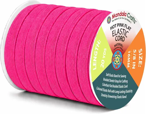 Vista 9 de Mandala Crafts 20 yardas 1/2 pulgada 0.472 in bandas elásticas beige
