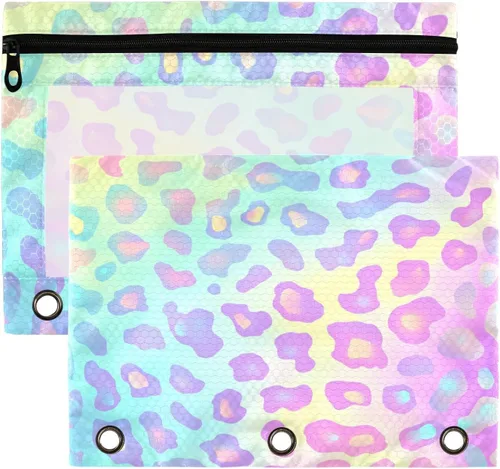 Vista 21 de Kcldeci Estuche para lápices para carpeta de 3 anillas, balón de fútbol en fuego y agua, paquete de 2 carpetas con bolsas transparentes para lápices