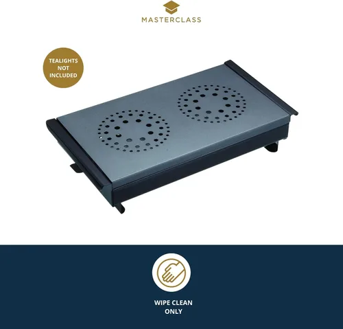 Vista 3 de MasterClass - Calentador de alimentos profesional y calentador de platos con 2 velas de té, negro/gris