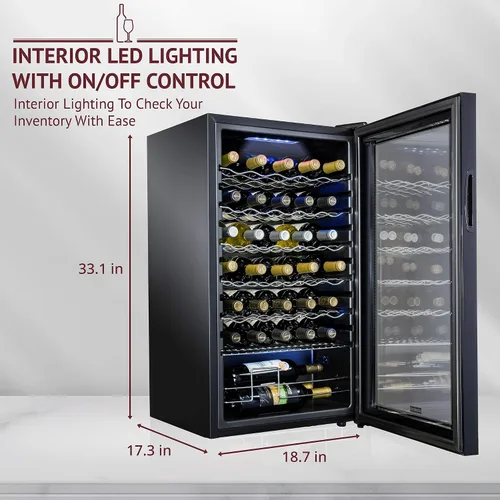Vista 2 de Schmecke - Refrigerador de vino con compresor de 34 botellas con cerradura Gran bodega independiente Refrigerador de vino digital 41f-64f