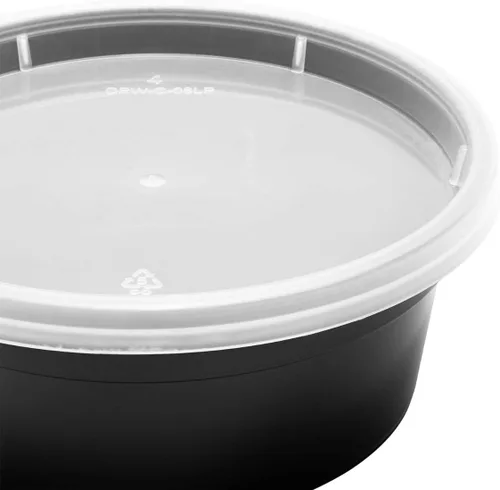 Vista 5 de Karat [8oz - 240 ct PP negro moldeado por inyección redondo recipientes de delicatessen con tapas (FP-IMDC8-PPB)
