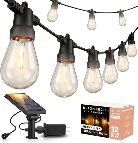 Vista 12 de Brightech Ambience Pro - Guirnalda de luces LED impermeables para exteriores con energía solar – Luces de patio de grado comercial con bombillas