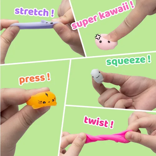 Vista 2 de Dioju 110 juguetes esponjosos Mochi, mini Kawaii Squishies a granel, juguetes sensoriales para ansiedad, bolsa de golosinas, recuerdos de fiesta