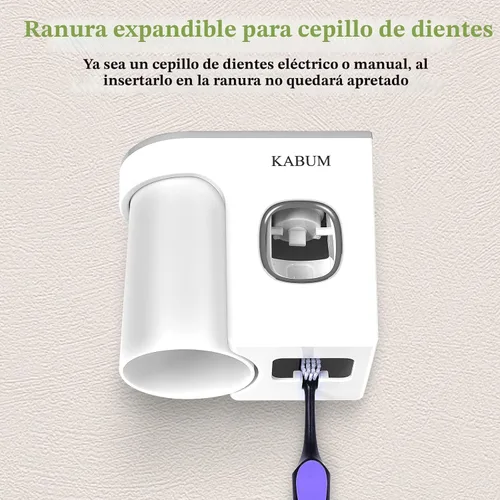 Vista 4 de KABUM Portacepillos de dientes para baños, dispensador de pasta de dientes