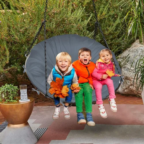 Vista 5 de Funda de cojín Papasan impermeable solamente, (para fundas de cojín de silla Papasan de 47 a 55 pulgadas) diseño de cremallera gris para un fácil
