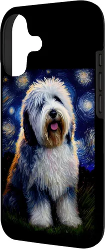 Vista 2 de Old English Sheepdog in Starry Night Painting Dog Mom Dad Case for iPhone 17