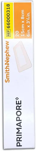 Vista 3 de Smith & Nephew PRIMAPORE Peripheral IV - Apósito adhesivo no tejido, apósito absorbente para heridas, paquete de 20 unidades (6 x 3 1/8 pulgadas)