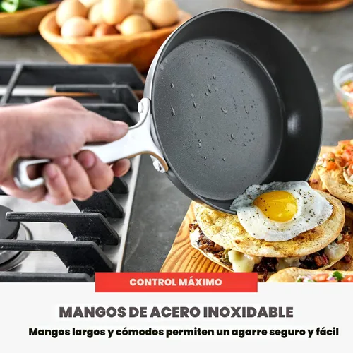 Vista 8 de GreenPan x Bobby Flay - Juego de utensilios de cocina anodizado duro antiadherente, 10 piezas, ollas y sartenes de cerámica sin PFAS, apto