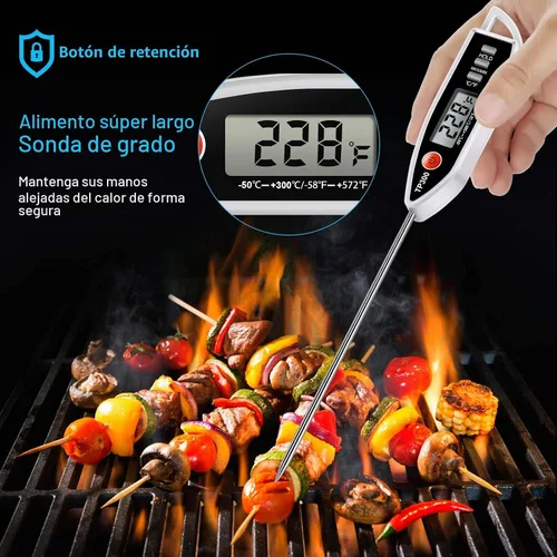 Vista 3 de Termómetro de Alimentos para Carne, Termómetro Digital para Dulces y Cocina, Termómetro de Cocina de Lectura Instantánea para Parrilla BBQ, Aceite