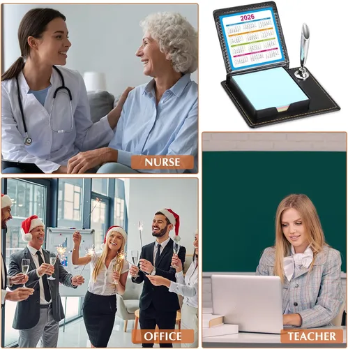 Vista 7 de Tenceur 10 piezas de regalos de agradecimiento a los empleados a granel, soporte de notas adhesivas de cuero sintético con tarjetas, accesorio