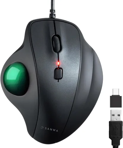 Vista 10 de SANWA Ratón de Trackball con cable, botones silenciosos y programables, bola ergonómica para reducir la tensión de la muñeca, control del pulgar