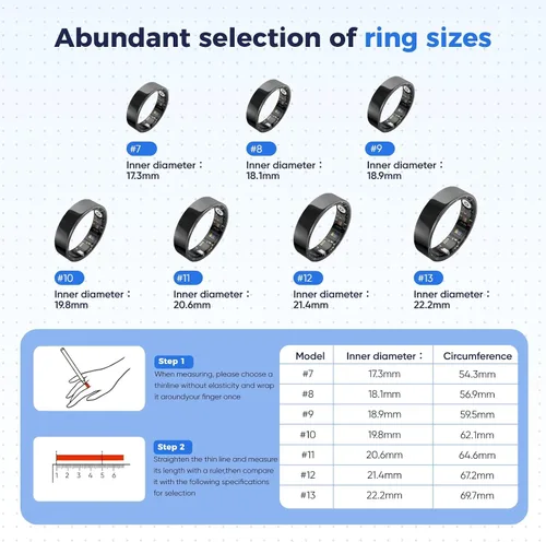 Vista 2 de BIEMHA Anillo Inteligente para Mujeres y Hombres, Rastreador de Salud con Monitoreo del Sueño y Ejercicio, Compatible con iOS y Android, Resistente